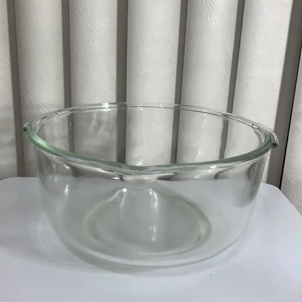 Bowl 1 Gallon Heavy Durable Vintage Clear Glass 2 Handle Pour Spout Mixing Bowl